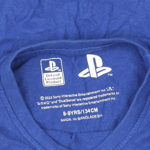 Primark Boys Blue PlayStation Graphic T-Shirt 8-9 Years Casual Short Sleeve