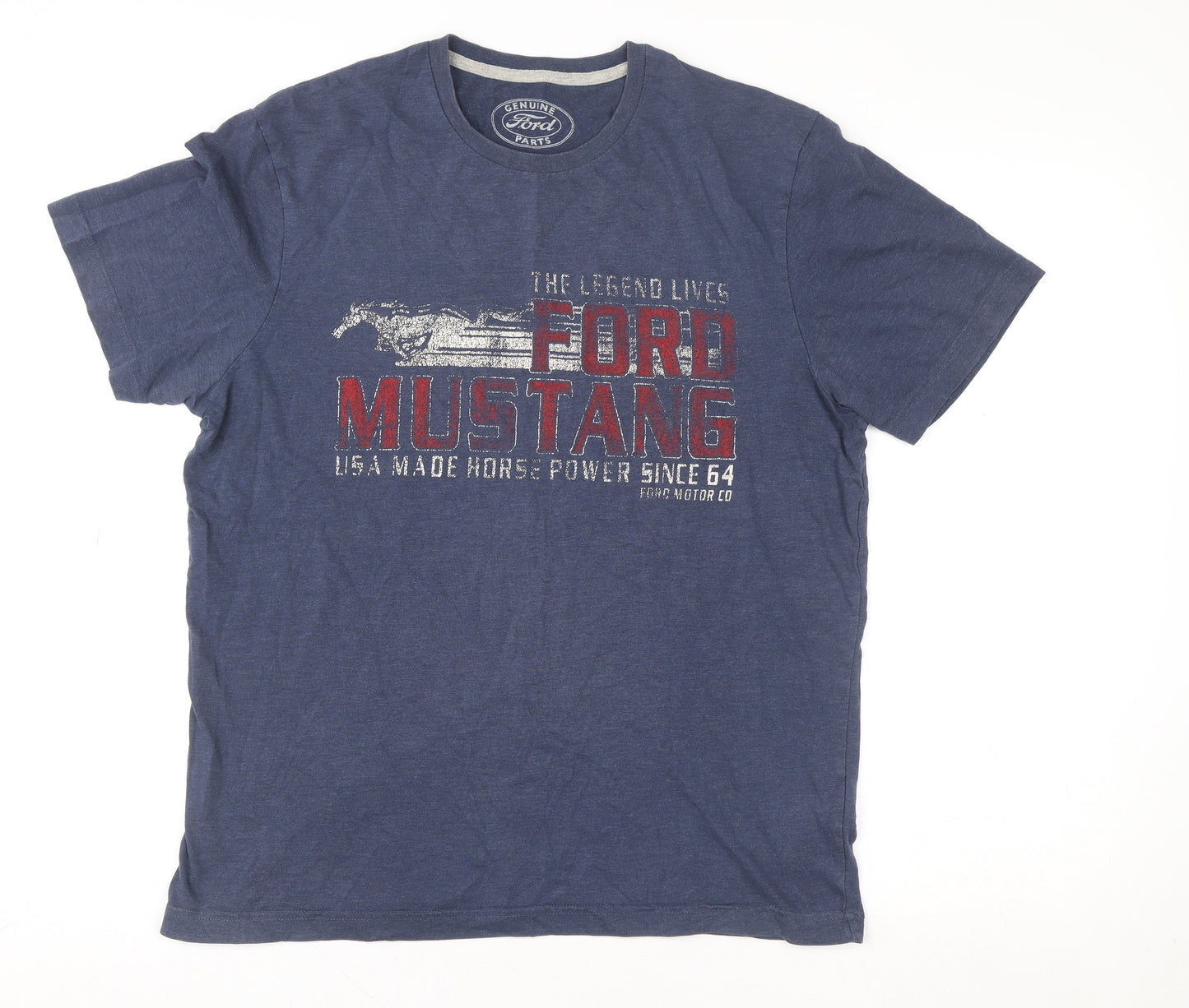 Marks and Spencer Mens Blue Ford Mustang Graphic T-Shirt Medium