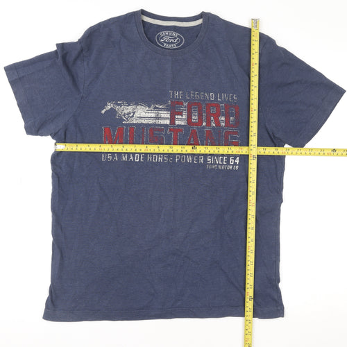 Marks and Spencer Mens Blue Ford Mustang Graphic T-Shirt Medium