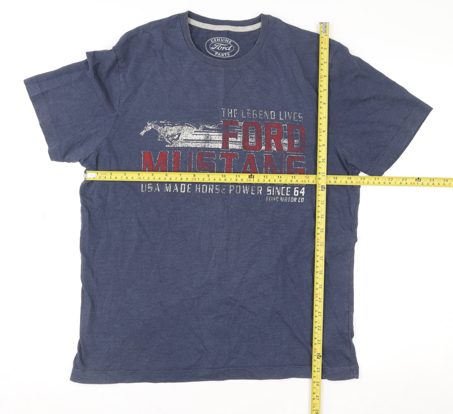 Marks and Spencer Mens Blue Ford Mustang Graphic T-Shirt Medium