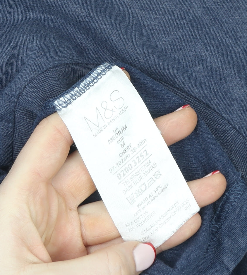 Marks and Spencer Mens Blue Ford Mustang Graphic T-Shirt Medium