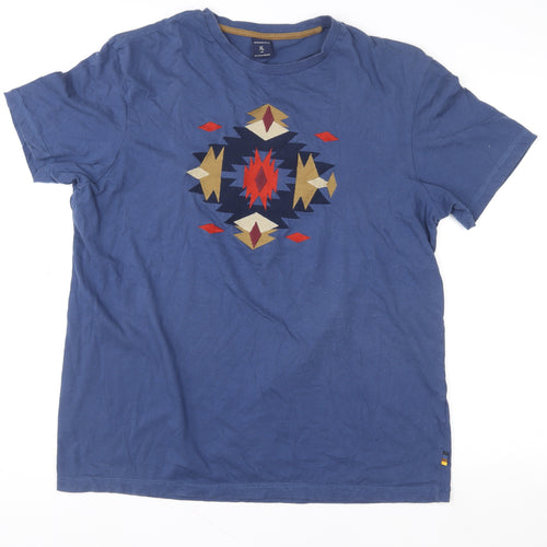 Springfield Men’s Blue Aztec Graphic Cotton Crew Neck T-Shirt XL