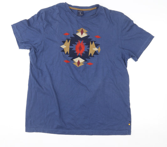 Springfield Men’s Blue Aztec Graphic Cotton Crew Neck T-Shirt XL