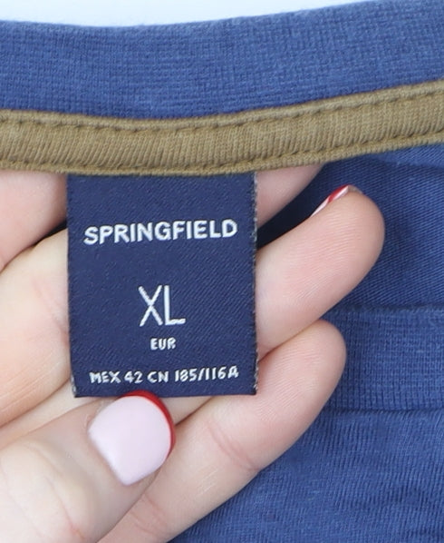 Springfield Men’s Blue Aztec Graphic Cotton Crew Neck T-Shirt XL