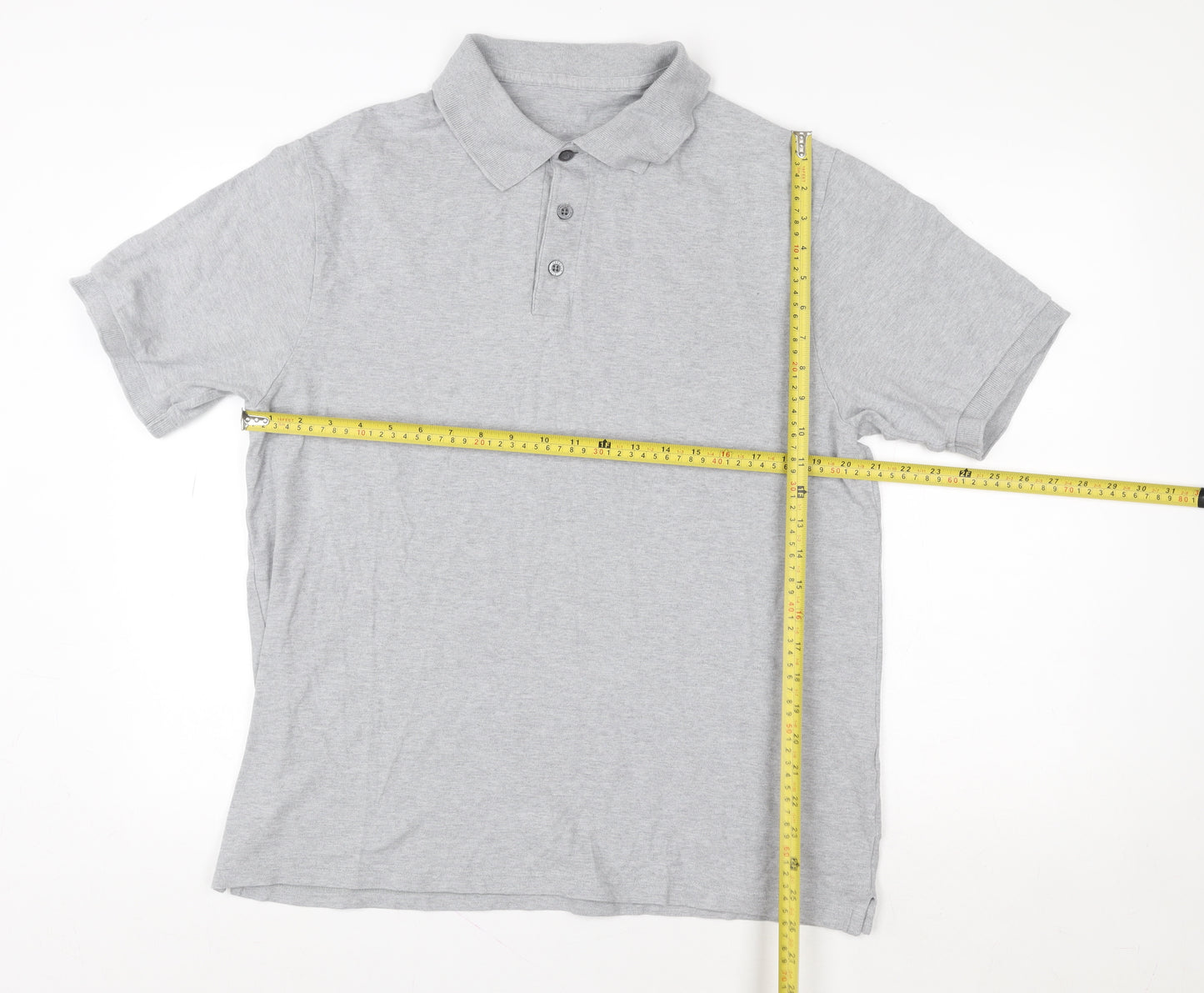 Marks and Spencer Men’s Grey Cotton Short Sleeve Polo Shirt Size L