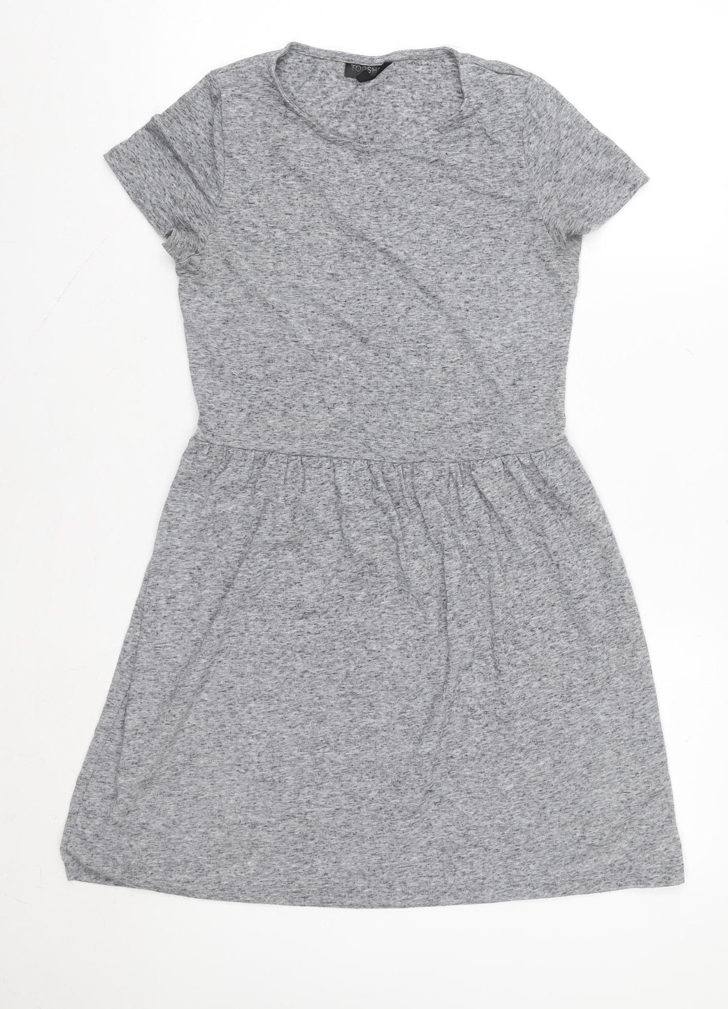 Topshop Women Grey Jersey Fit & Flare Dress Size 8