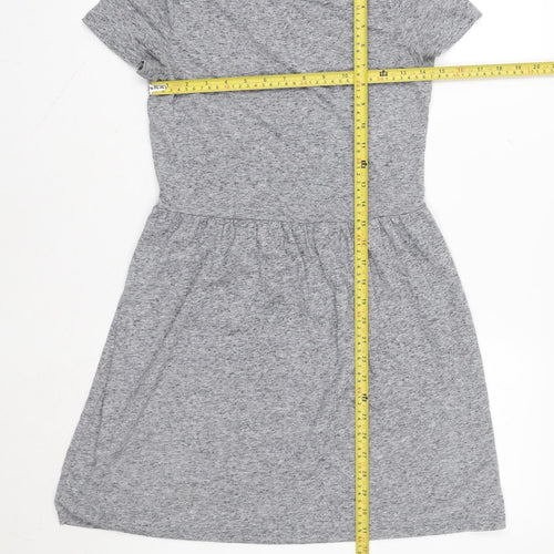 Topshop Women Grey Jersey Fit & Flare Dress Size 8