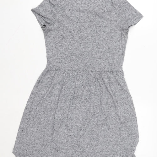 Topshop Women Grey Jersey Fit & Flare Dress Size 8