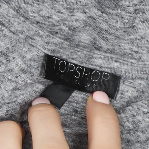 Topshop Women Grey Jersey Fit & Flare Dress Size 8