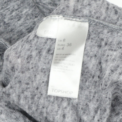 Topshop Women Grey Jersey Fit & Flare Dress Size 8