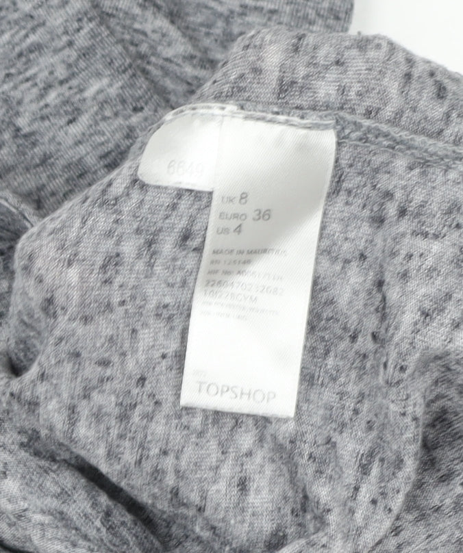 Topshop Women Grey Jersey Fit & Flare Dress Size 8