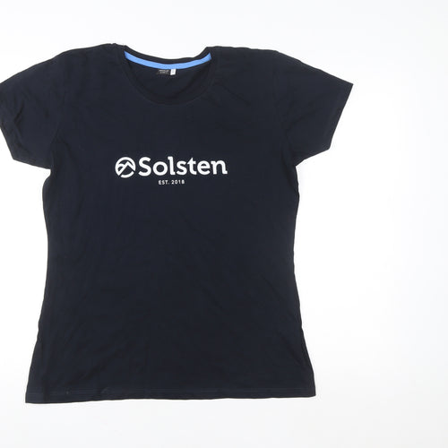 Premium Women Black Cotton Crew Neck T-Shirt Size L