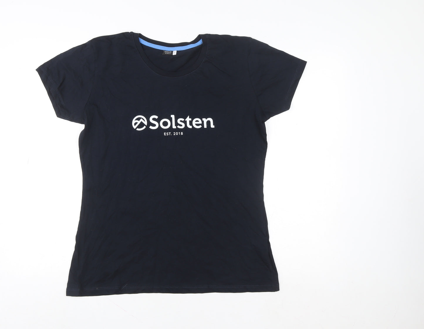 Premium Women Black Cotton Crew Neck T-Shirt Size L