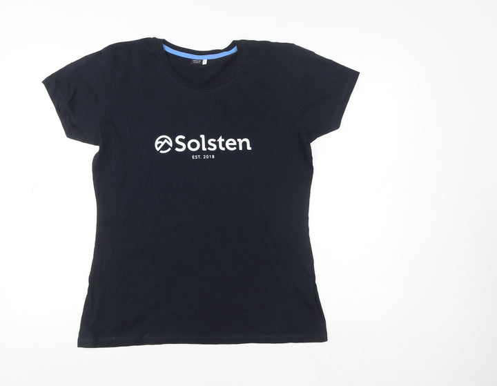 Premium Women Black Cotton Crew Neck T-Shirt Size L