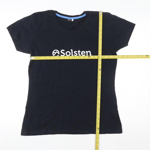 Premium Women Black Cotton Crew Neck T-Shirt Size L