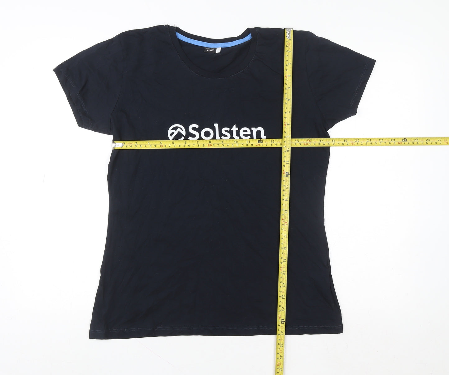 Premium Women Black Cotton Crew Neck T-Shirt Size L