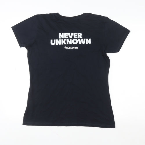 Premium Women Black Cotton Crew Neck T-Shirt Size L