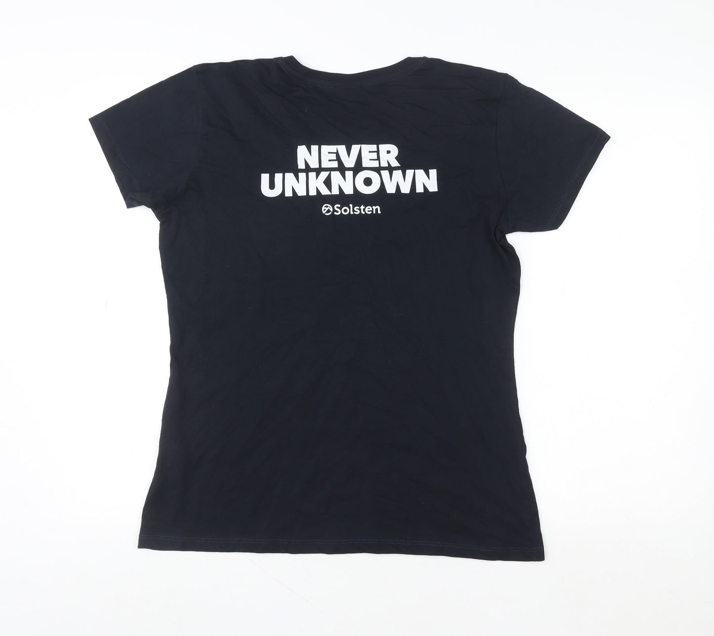 Premium Women Black Cotton Crew Neck T-Shirt Size L