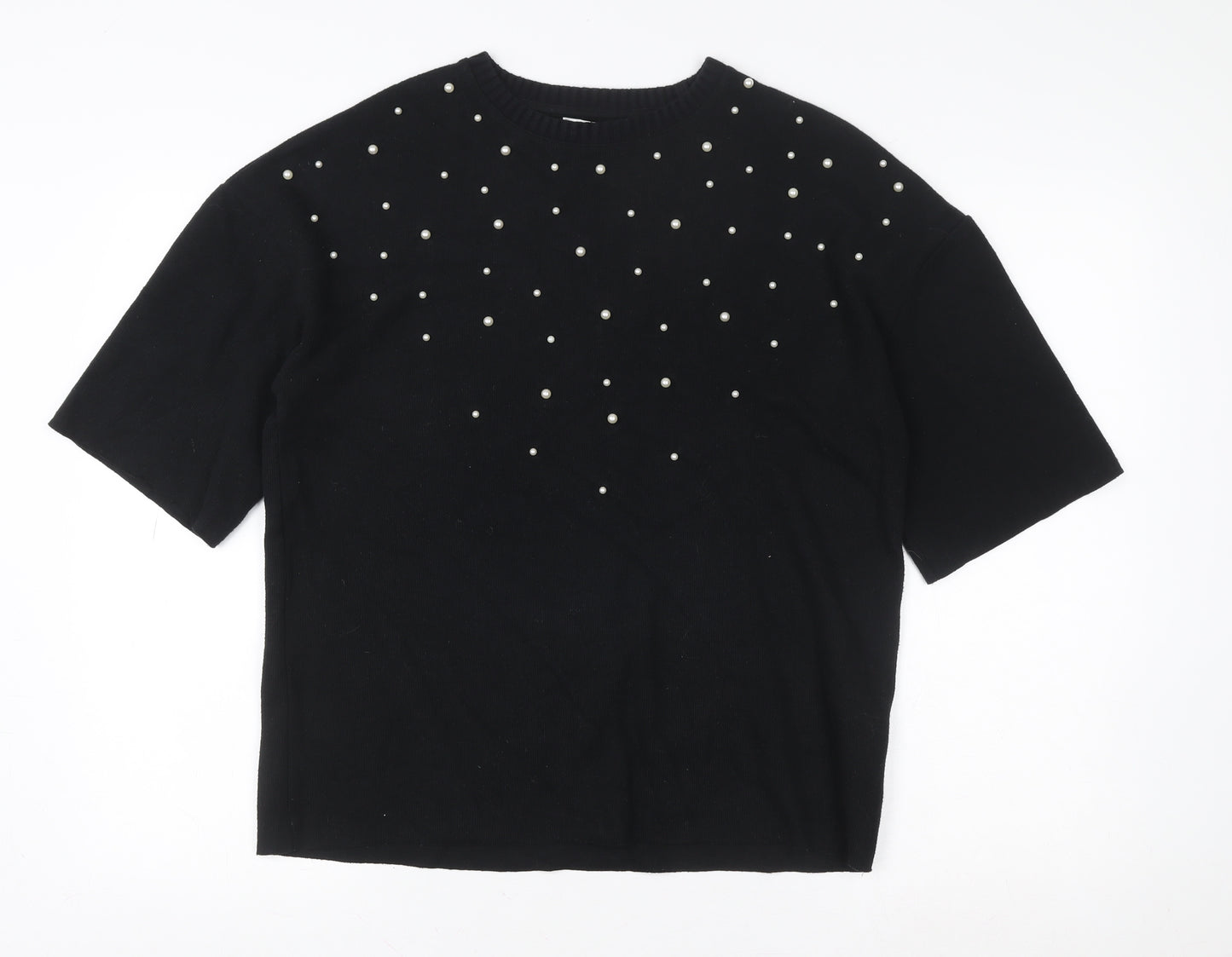 Marks and Spencer Women Black Size 10 Beaded Pullover Sweater
