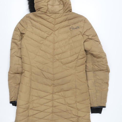 Dare 2b Women's Beige Quilted Long Hooded Puffer Coat Size 8