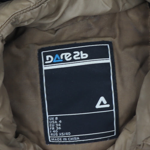 Dare 2b Women's Beige Quilted Long Hooded Puffer Coat Size 8