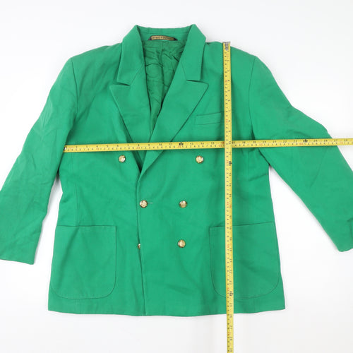 Marks and Spencer Women Green Wool Double-Breasted Blazer UK 18