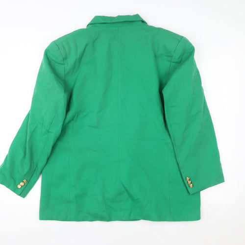 Marks and Spencer Women Green Wool Double-Breasted Blazer UK 18