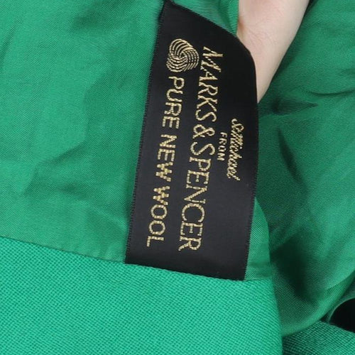 Marks and Spencer Women Green Wool Double-Breasted Blazer UK 18