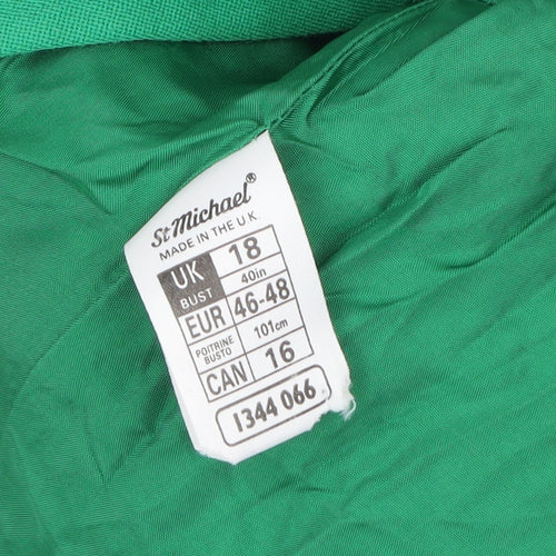 Marks and Spencer Women Green Wool Double-Breasted Blazer UK 18