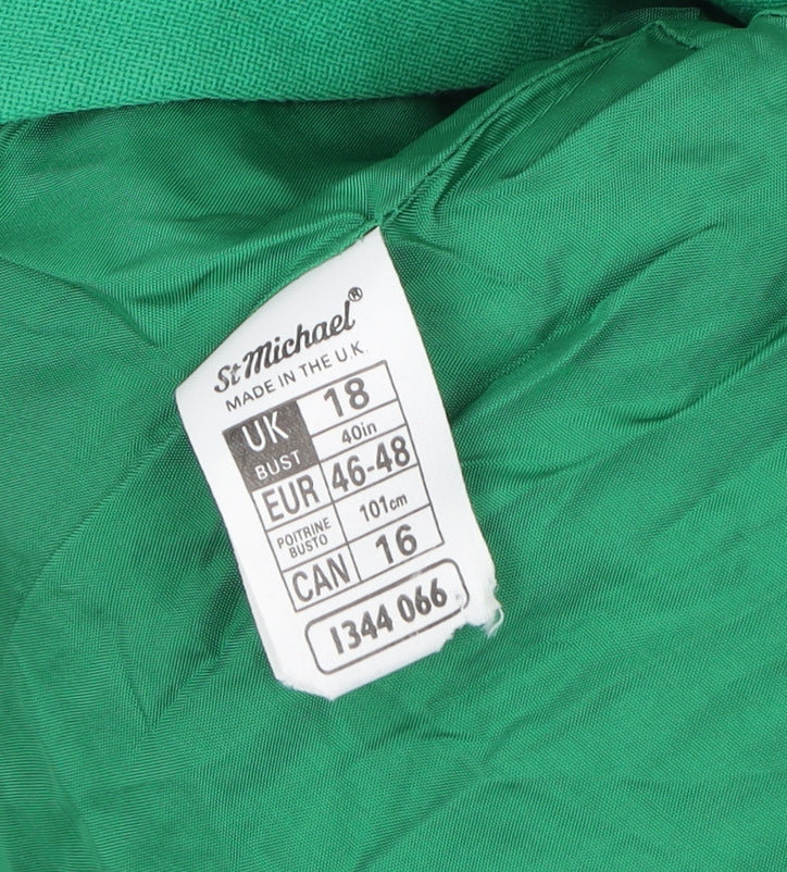 Marks and Spencer Women Green Wool Double-Breasted Blazer UK 18