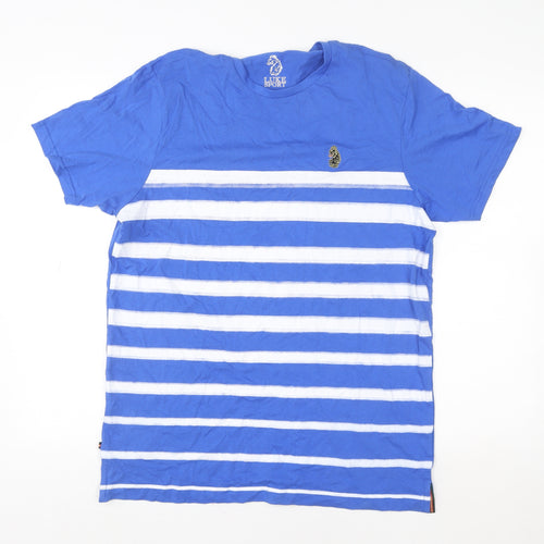 Luke Sport Men's Blue Striped Cotton Crew Neck T-Shirt Size L