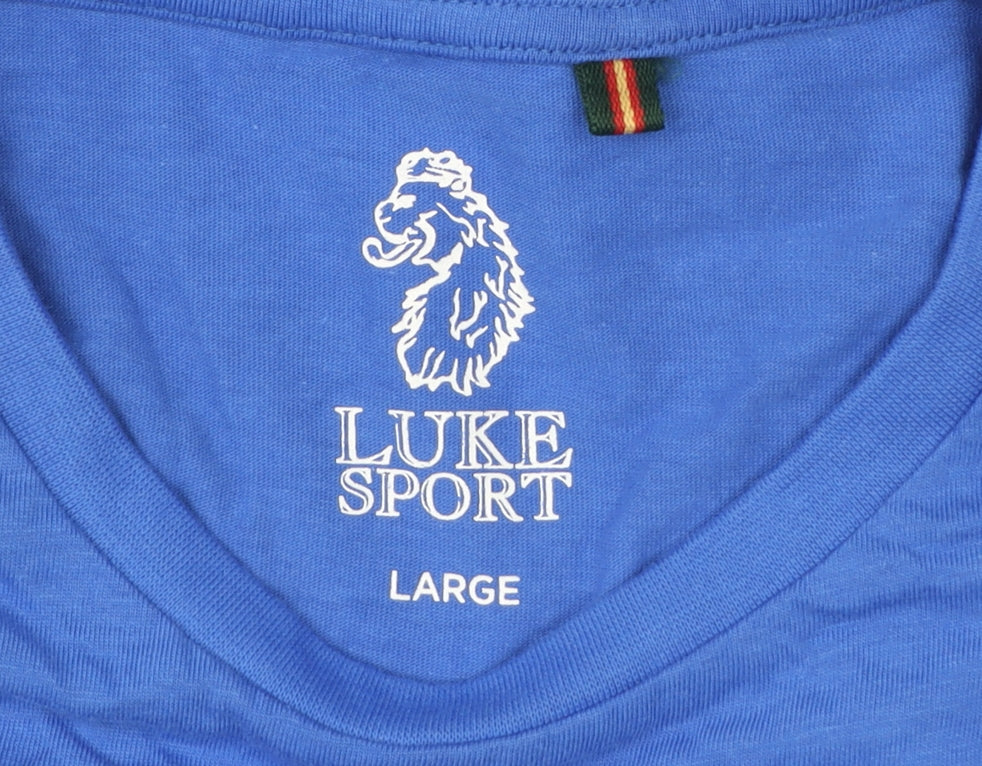 Luke Sport Men's Blue Striped Cotton Crew Neck T-Shirt Size L