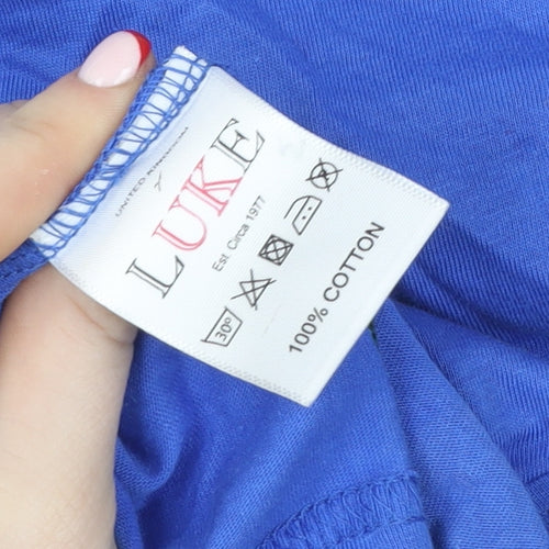 Luke Sport Men's Blue Striped Cotton Crew Neck T-Shirt Size L