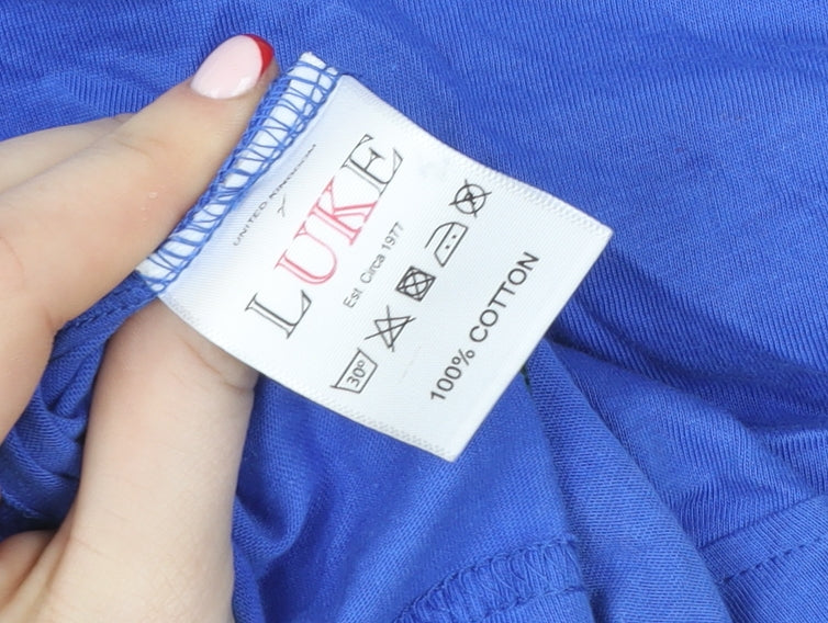 Luke Sport Men's Blue Striped Cotton Crew Neck T-Shirt Size L