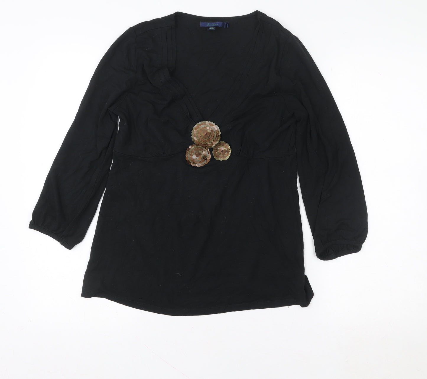 Boden Women’s Black Long Sleeve Sequin Tunic Blouse Size 12