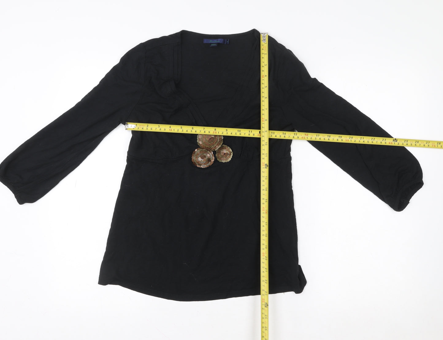 Boden Women’s Black Long Sleeve Sequin Tunic Blouse Size 12