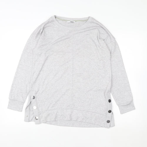 Next Women Grey Button Detail Long Sleeve Pullover Sweatshirt Size 10