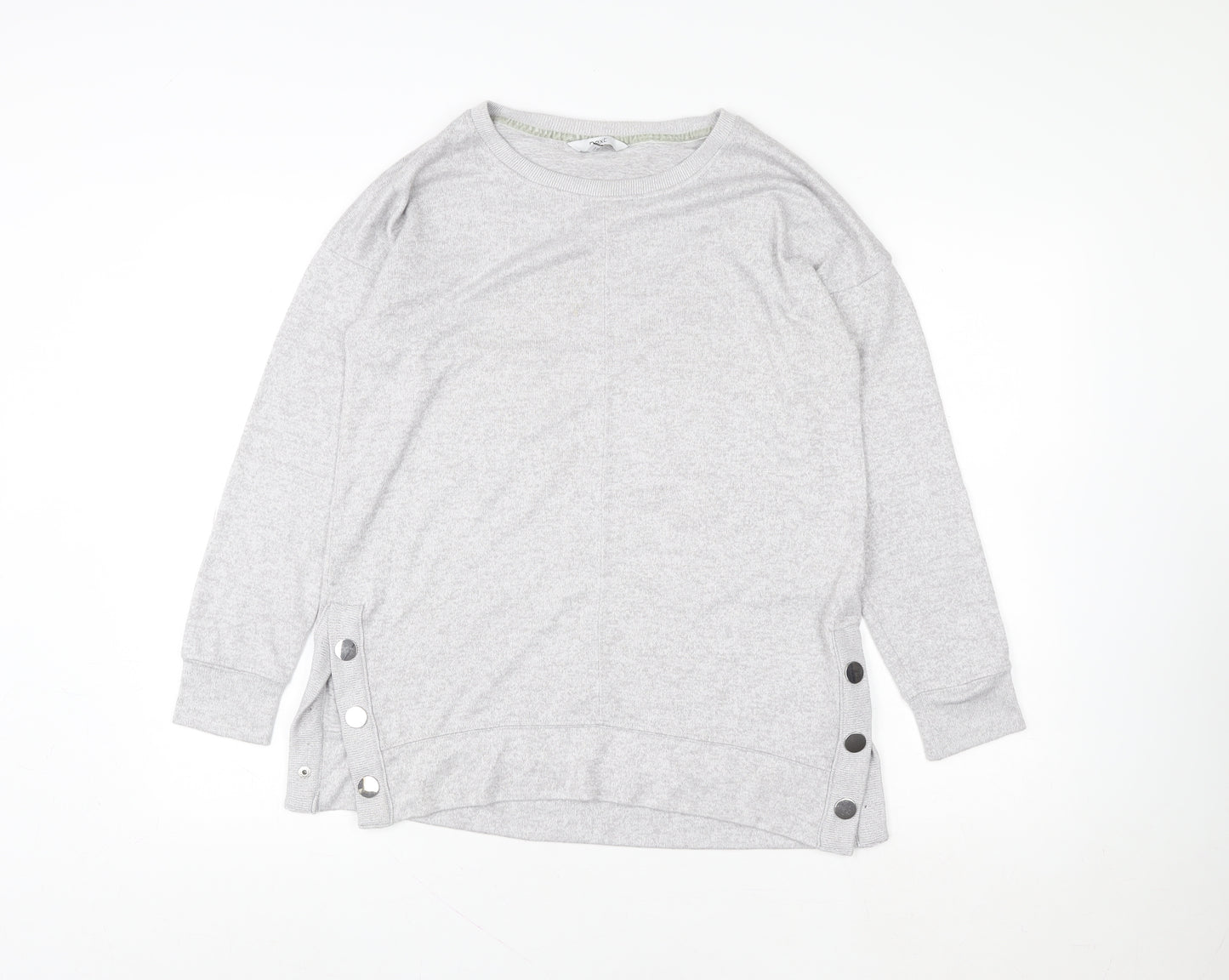 Next Women Grey Button Detail Long Sleeve Pullover Sweatshirt Size 10