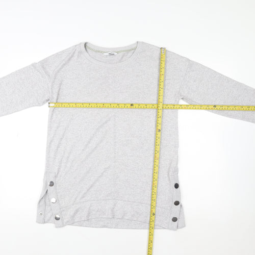 Next Women Grey Button Detail Long Sleeve Pullover Sweatshirt Size 10