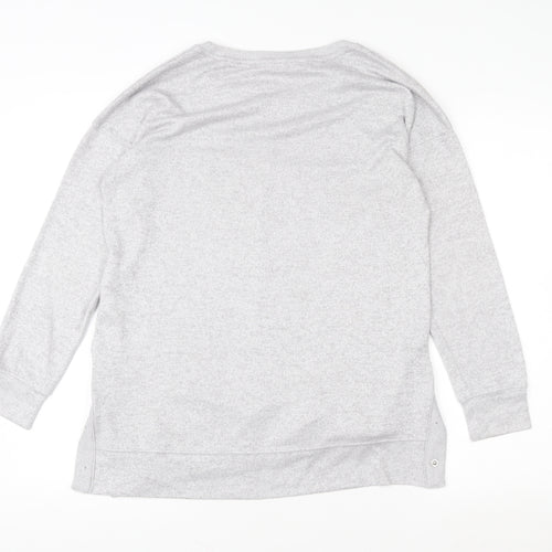Next Women Grey Button Detail Long Sleeve Pullover Sweatshirt Size 10