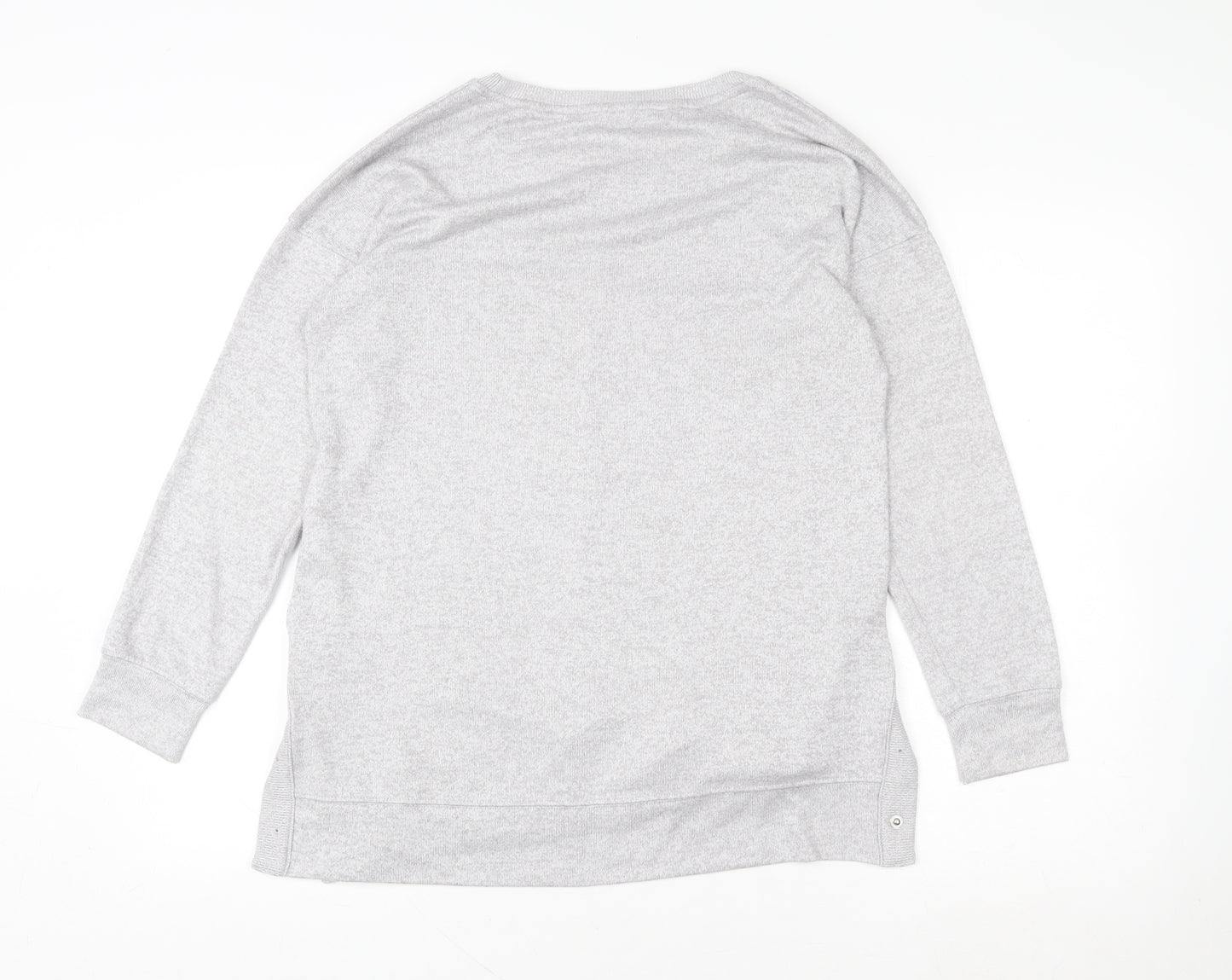 Next Women Grey Button Detail Long Sleeve Pullover Sweatshirt Size 10