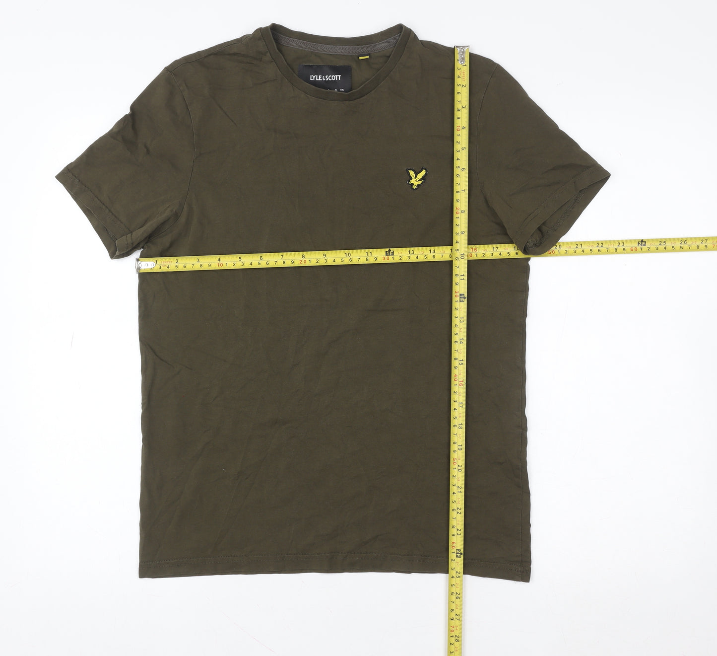 Lyle & Scott Men's Green Crew Neck Cotton Logo T-Shirt Size S