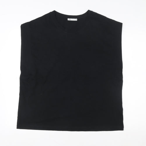 Zara Men’s Black Sleeveless Cotton Casual Top XL Regular Fit