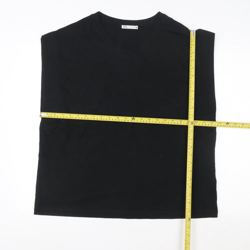 Zara Men’s Black Sleeveless Cotton Casual Top XL Regular Fit
