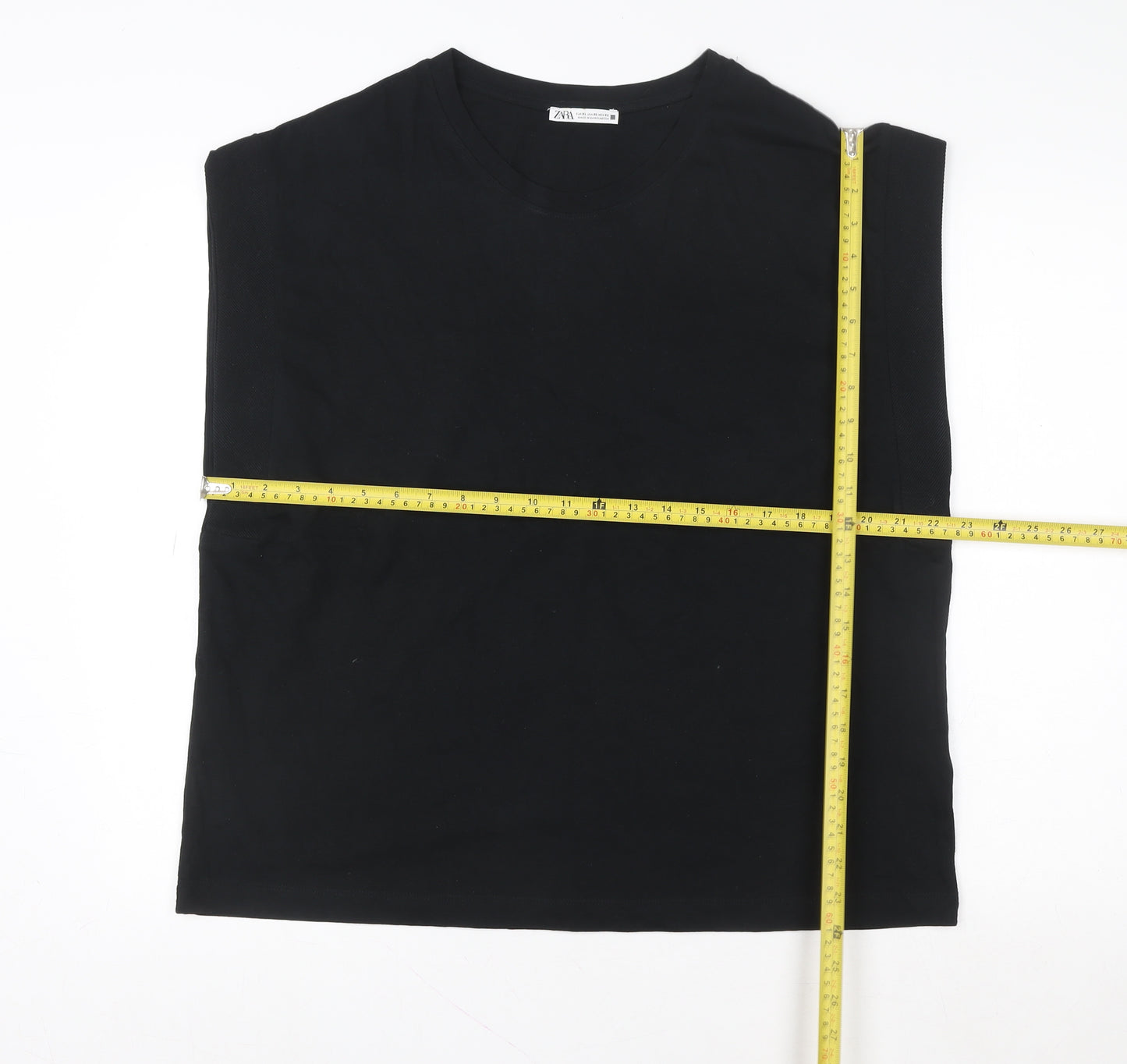 Zara Men’s Black Sleeveless Cotton Casual Top XL Regular Fit
