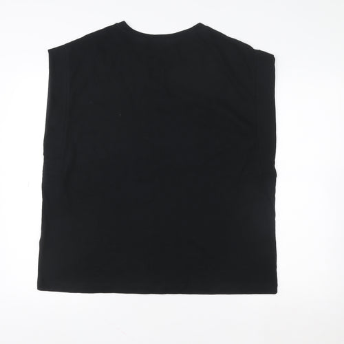 Zara Men’s Black Sleeveless Cotton Casual Top XL Regular Fit