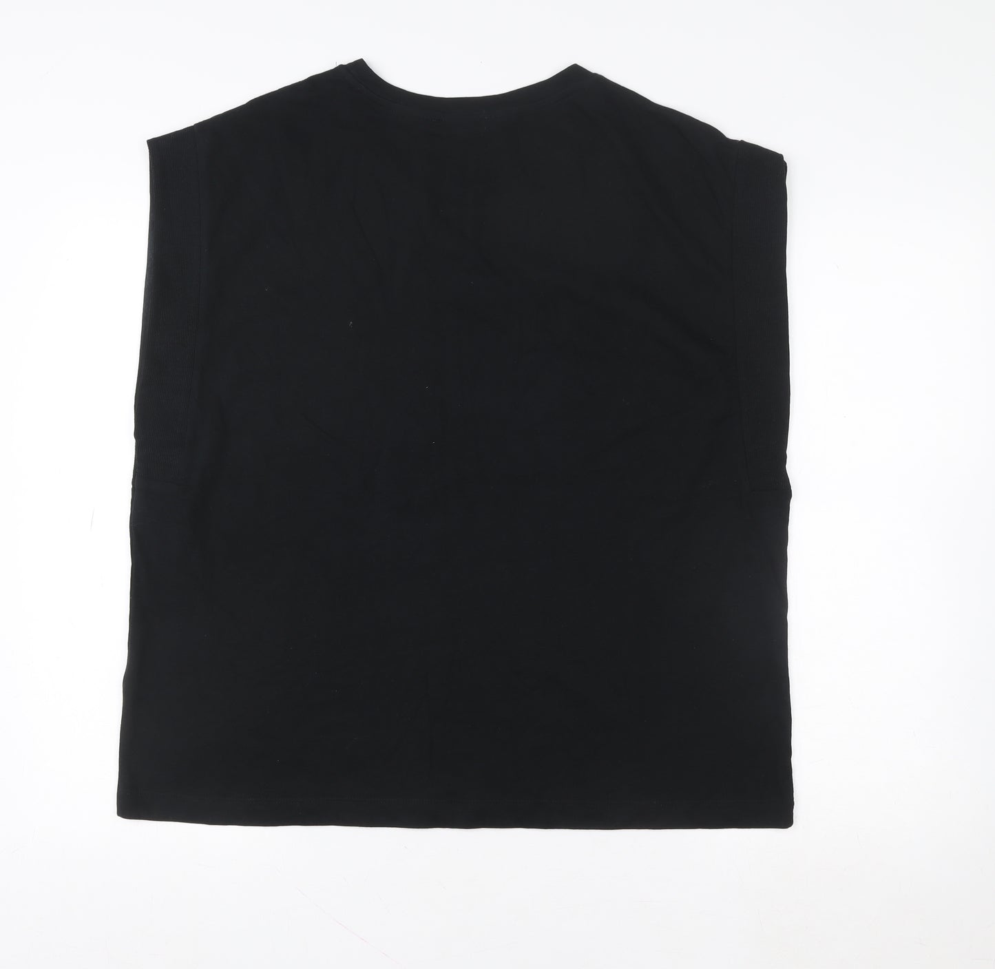 Zara Men’s Black Sleeveless Cotton Casual Top XL Regular Fit