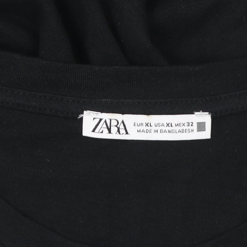 Zara Men’s Black Sleeveless Cotton Casual Top XL Regular Fit
