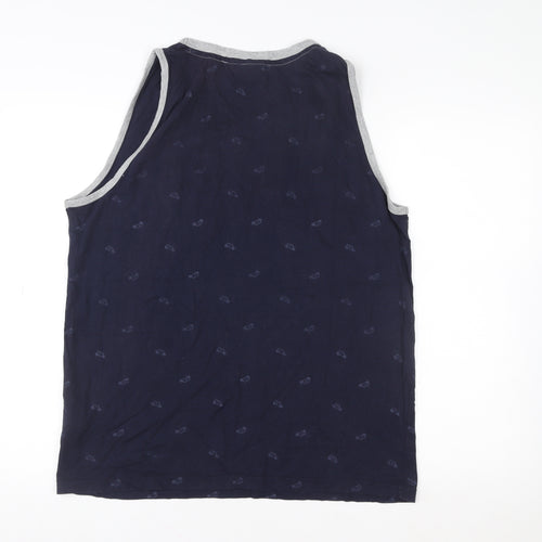 Lee Cooper Unisex Blue Car Print Tank Top L Cotton Summer Casual