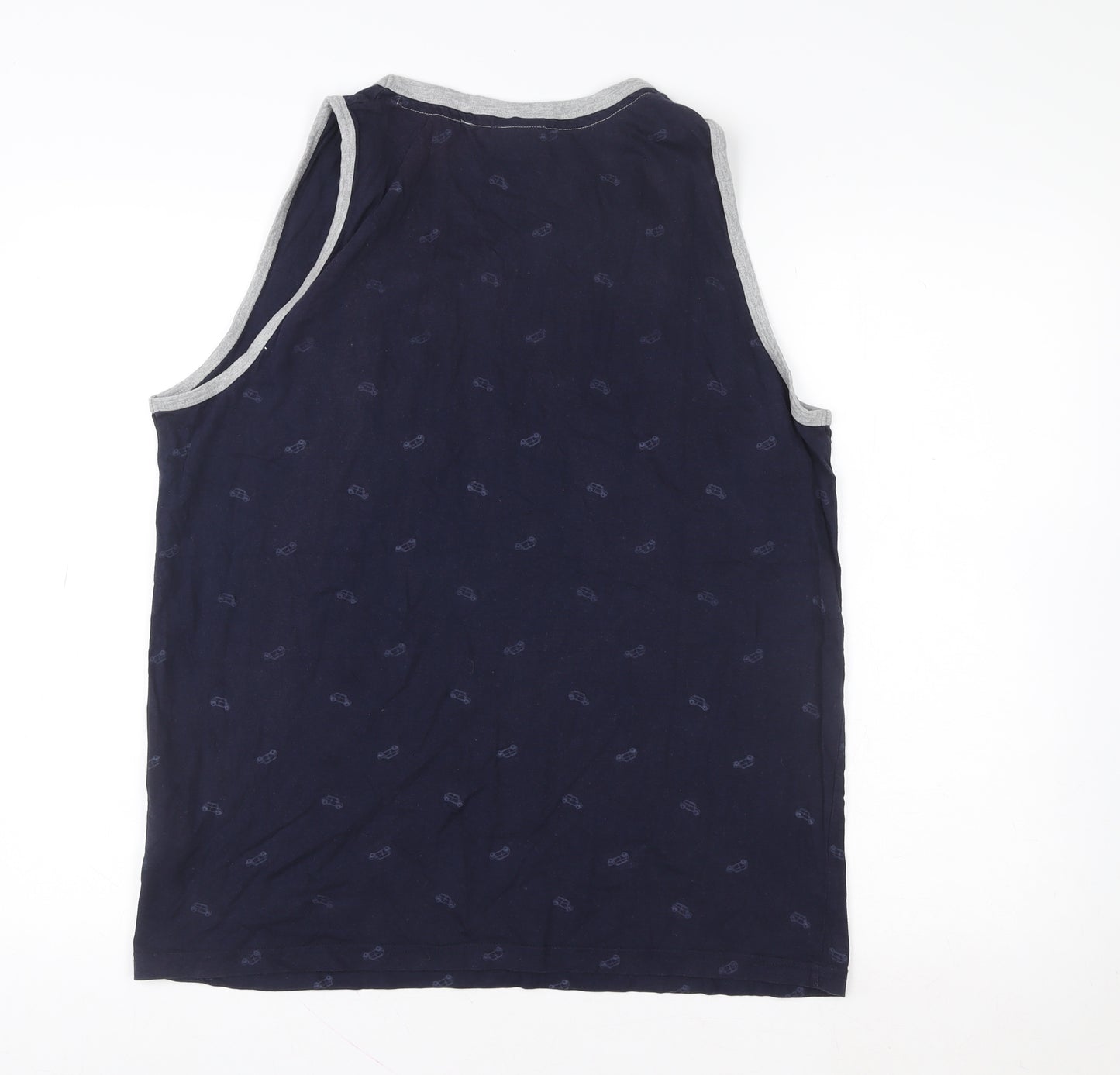 Lee Cooper Unisex Blue Car Print Tank Top L Cotton Summer Casual